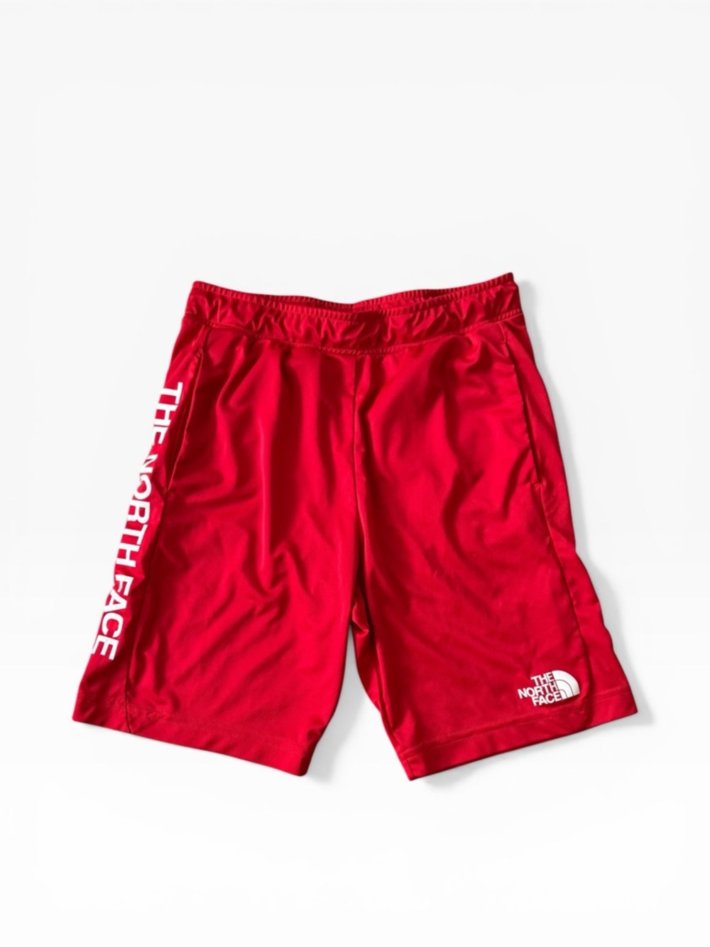The North Face Boys Red Athletic Shorts with Side Logo